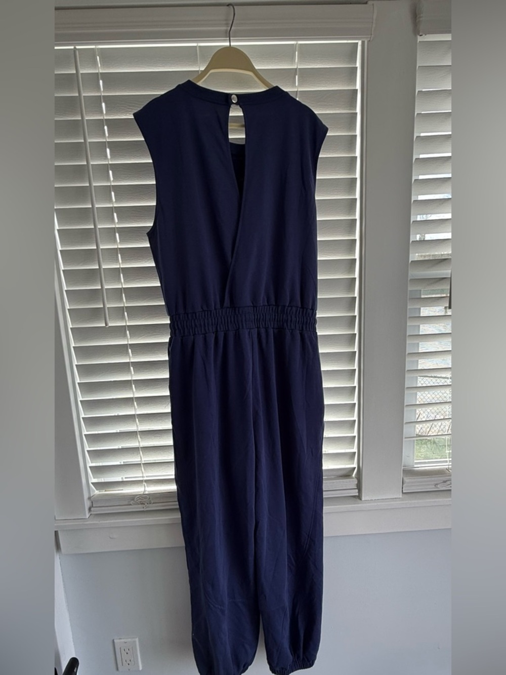 Women's Navy Sleeveless Elastic-Waist Dress